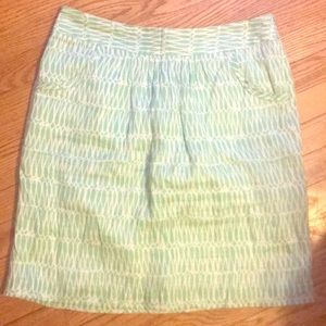 Boden green and white linen skirt.